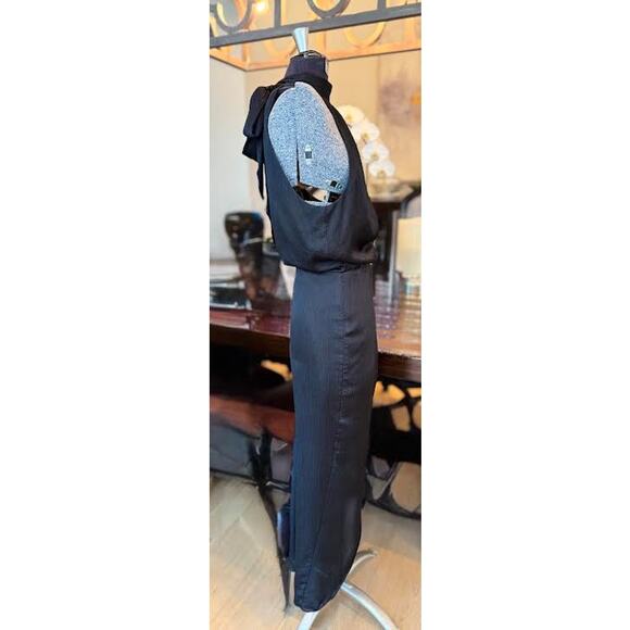 Veronica Beard Dress Sz 16 Women’s Black Silk Halter Asymmetrical Cocktail Gown - Picture 6 of 12
